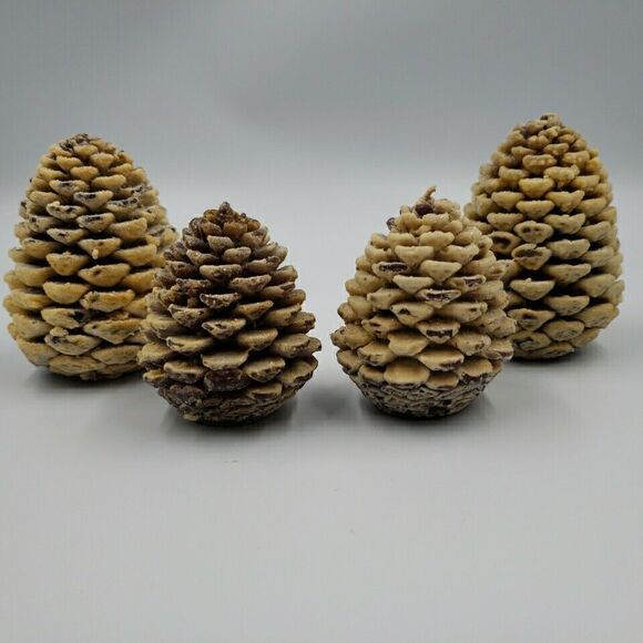 Pine Cone Tree Candle Set of 4 Wax Dept 56 Winter Decor Light Vintage Soap Scent - Picture 1 of 11
